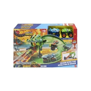 Hot Wheels Monster Trucks Sharks Vs Dinos Dragon Demolition Track Set JFR06