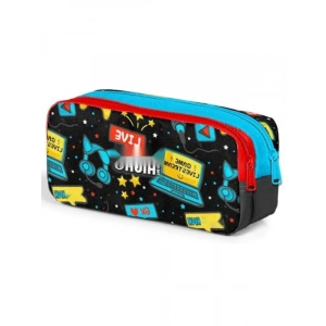 İki Bölmeli Siyah Mavi Kalem Çantası, Ergonomik Tasarımlı