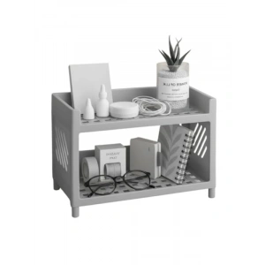 İki Katlı Plastik Organizer Raf - Gri