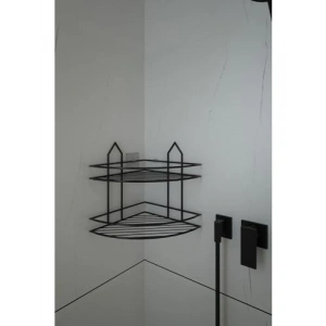 İki Katlı Siyah Köşe Şampuanlık