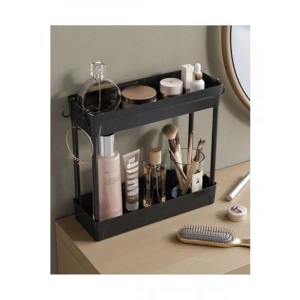 İki Katlı Siyah Makyaj ve Takı Organizeri