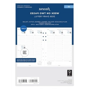 İki sayfada A5 hafta, 5 dilde randevular, 2026 ajandası, 26 – 68514