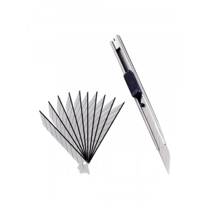 İnce Metal Gövdeli Mini Maket Bıçağı Seti - 10lu Yedek Uç