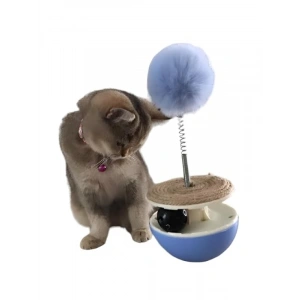 İnteraktif Kedi Oyuncağı - Hacıyatmaz Tüylü Peluş ve Zilli Top