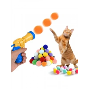 İnteraktif Kedi Oyuncak Tabancası - Ekstra Peluş Toplarla