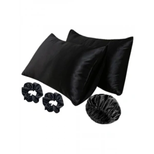 İpeksi Saten Yastık Kılıfı ve Bakım Seti (Siyah)
