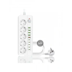 Isıya Dayanıklı 5li Grup Priz, 5xUSB ve 5xType-C Çıkışlı, 4 Metre Kablolu