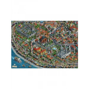 İstanbul Fraktal Temalı 3000 Parça Puzzle, Eğlenceli Zihin Geliştirme Seti