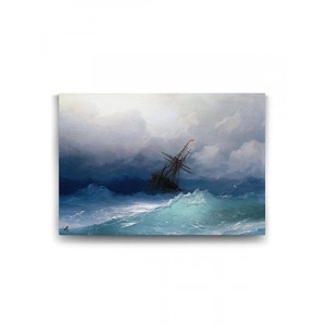 Ivan Ayvazovski - Fırtınalı Denizde Gemi Tablosu - 140x100cm