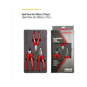 İzeltaş -Pense Seti Kargaburun - Kombine Pense - Yan Keski Opak Seri 160 mm 3 Parça