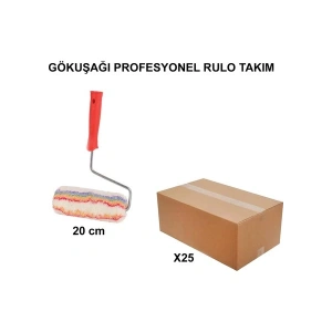 Izmir Fırça Arge Toptan Gökkuşağı Profesyonel Rulo Takım 20 Cm-25 Adet 011595