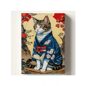 Japon Kedi Temalı Sayılarla Boyama Seti - 40x50 CM