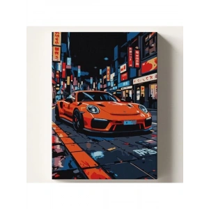 Japon Porsche Temalı Sayılarla Boyama Seti, 50x70 cm
