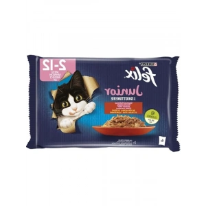12 Adet Tavuklu ve Sığır Etli Yaş Kedi Maması, 4x85 gram