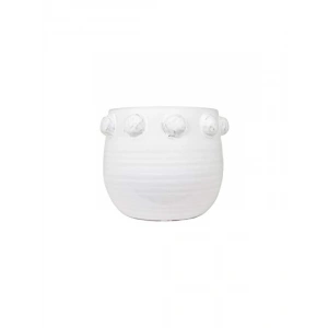 Kabartma Tasarımlı Beyaz Terakota Saksı