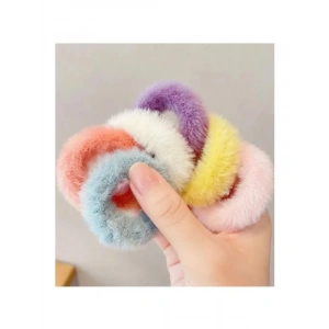 Kadınlar İçin Pastel Tonlarda 6lı Peluş Toka Seti