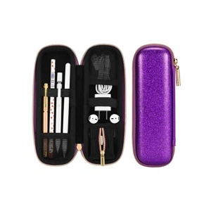 Kalem Tutucu Taşıma Çantası, Elastik Kayışlı, Mor Glitter