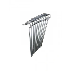 Kalın Çelik Metal Çadır Kazığı, Kaymaz Kancalı, Paslanmaz Gümüş 6 Adet