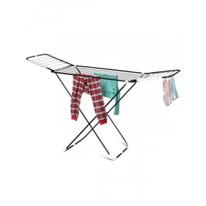 Kalın Telli Kanatlı Beyaz Çamaşır Kurutma Askısı - Katlanabilir ve Açılır Tasarım