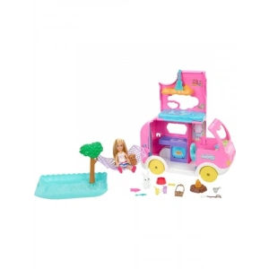 Kamp Alanına Dönüşebilen Karavan Seti - Chelsea Bebek ve 15 Aksesuar
