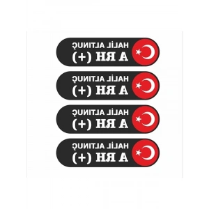 Kan Grubu Folyo Sticker, 10 Adet, Kask ve Motor İçin