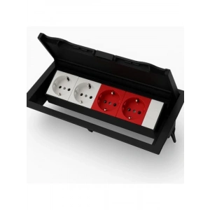Kapaklı Masa Üstü Priz Kutusu - 2 Şebeke, 2 UPS, 1 Data Prizi