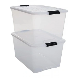 Kapaklı Şeffaf Saklama Kutuları - 2li Set, 45L