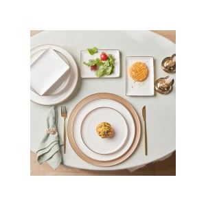 Karaca Santo Gold New Bone 18 Parça 6 Kişilik Kahvaltı / Yemek Takımı Bone China Porselen