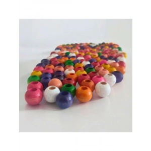Karışık Renkli Ahşap Boncuk Seti: 14 mm, 200 gr Ağırlığında