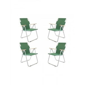 Katlanabilir Bahçe Sandalyeleri - 4 Adet Yeşil