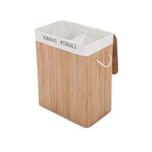 Katlanabilir Doğal Bambu Çamaşır Sepeti, 2 Bölmeli