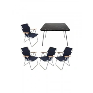 Katlanabilir Granit Masa ve 4 Sandalye Takımı