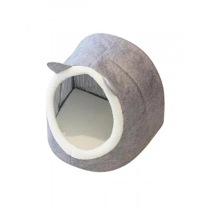 Katlanabilir keçe kedi evi, peluşlu yuva, gri renk