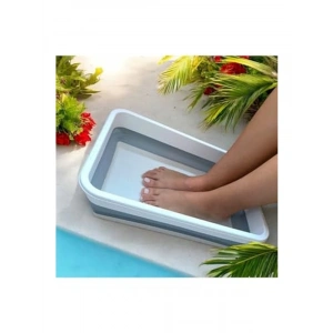 Katlanır Badya Pedikür Leğeni, 8 Litre Kapasite, Beyaz/Gri