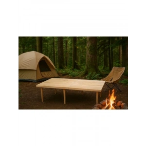 Katlanır Bahçe Masası - 70x120 cm, Ham Naturel Renk