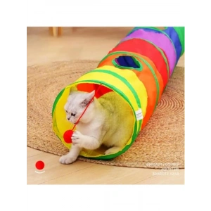 Katlanır düz kedi tüneli, gökkuşağı renklerinde, eğlenceli