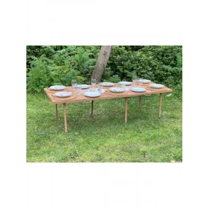 Katlanır Kamp ve Bahçe Masası - 75x200 cm, Ceviz Renk