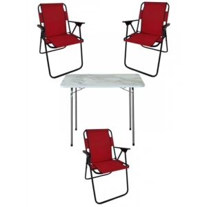 Katlanır Masa ve Sandalye Seti - Kırmızı