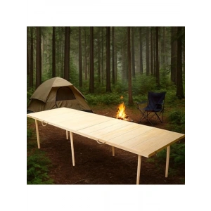 Katlanır Piknik Masası, 75x228 cm, Ham Naturel Renk
