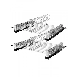Kaymaz Pantolon Askısı, 20li Set, Metal ve Krom Kaplama