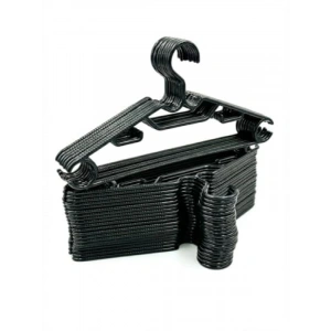 Kaymaz Siyah Plastik Elbise Askısı - 10lu Set