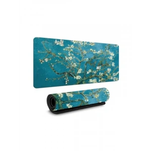 Kaymaz Tabanlı Masa Pedi - Van Gogh Desenli 60x30 cm