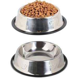 Kaymaz Tabanlı Paslanmaz Çelik Kedi ve Köpek Mama Kabı, 16 cm