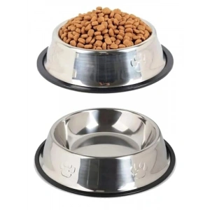 Kaymaz Tabanlı Paslanmaz Çelik Mama Kabı, 22 cm