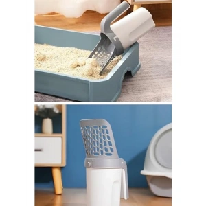 Kedi Kum Temizleme Küreği Poşetli, Elekli Tasarım