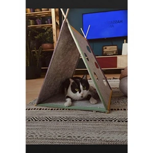 Kedi Oyun Çadırı ve Yatak, Kaliteli Keçe Malzeme