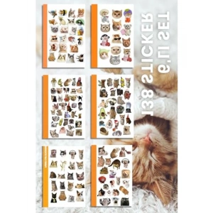 Kedi Temalı Sticker Seti, 6lı Çıkartma