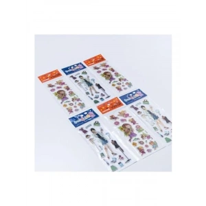 Kelebek Kız Figürleri İçeren 6 Adet Kabartmalı Sticker Seti