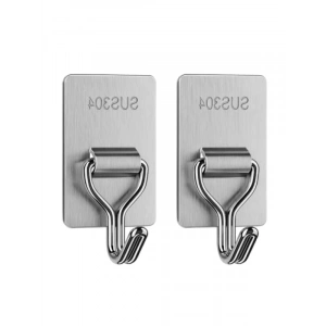 Kendinden Yapışkanlı Paslanmaz Çelik Süpürge ve Paspas Tutucu - 2li Set