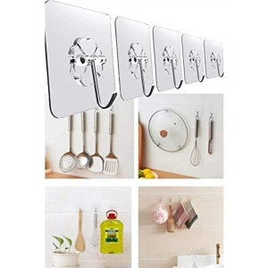 Kendinden Yapışkanlı Şeffaf Askı Seti, 5 Adet